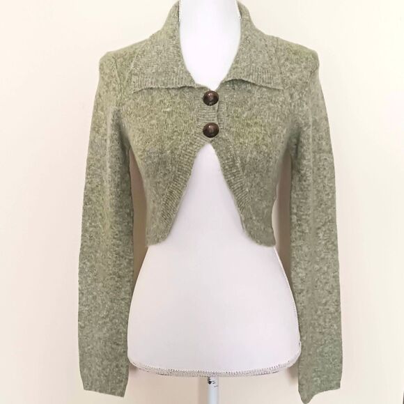 NEW Pretty Little Thing 2 Piece Knit Pant /Crop Top Sweater Moss Green Sz S - Picture 7 of 7